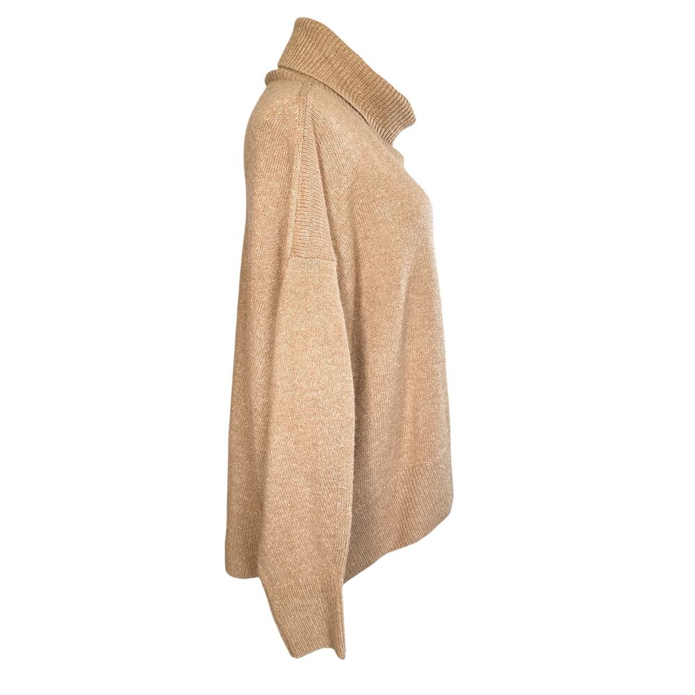 French Connection Vacara Wool Blend Oversized Turtleneck Sweater Tan Beige Large - Picture 4 of 13